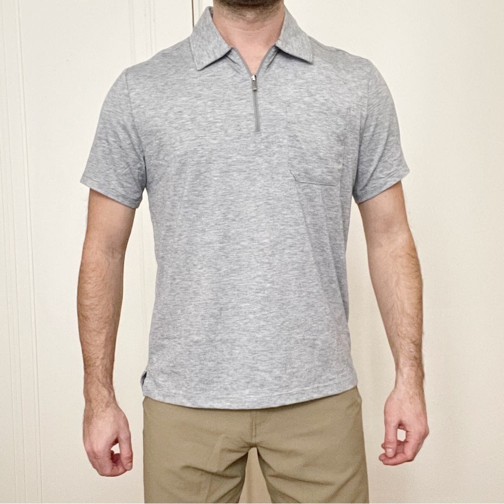 Ministry of Supply Men's Composite Merino Zip Polo Gray Size Small New Stretch